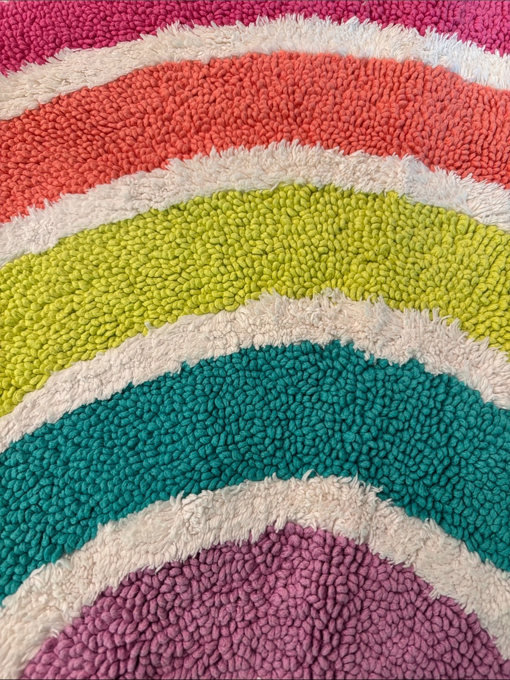 Pillowfort Colorful Rainbow Semi-Circle Bath Rug Pink Orange Teal Green Purple - Picture 2 of 7